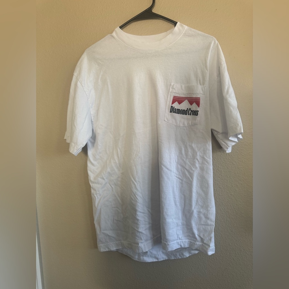 NEVER WORN: Diamond Cross Ranch White Tee with Red Graphic